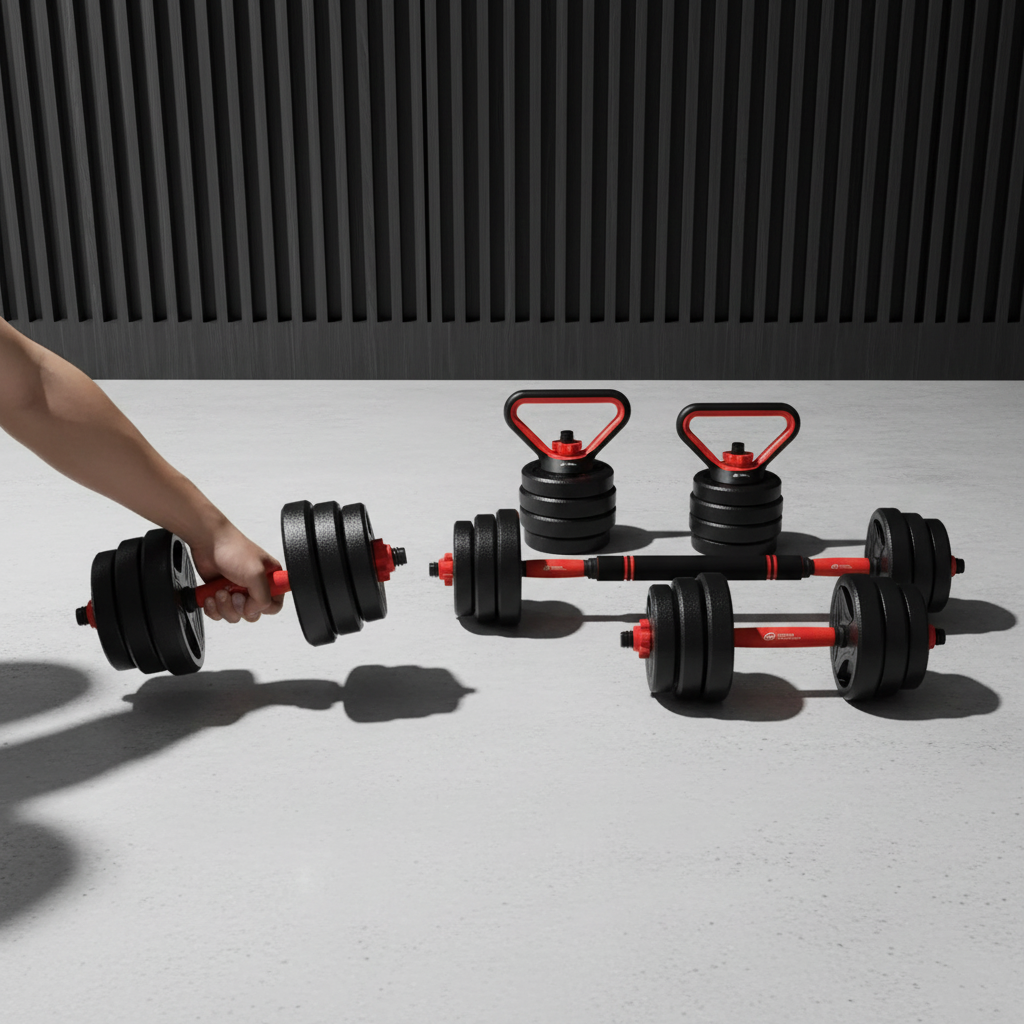 3-in-1 Dumbbell Barbell Set 20Kg - Adjustable Weight Training Equipment for Home Gym