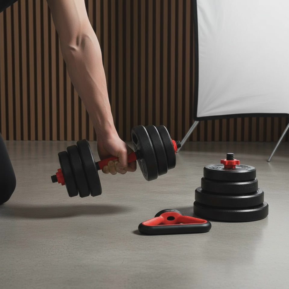 3-in-1 Dumbbell Barbell Set 20Kg - Adjustable Weight Training Equipment for Home Gym