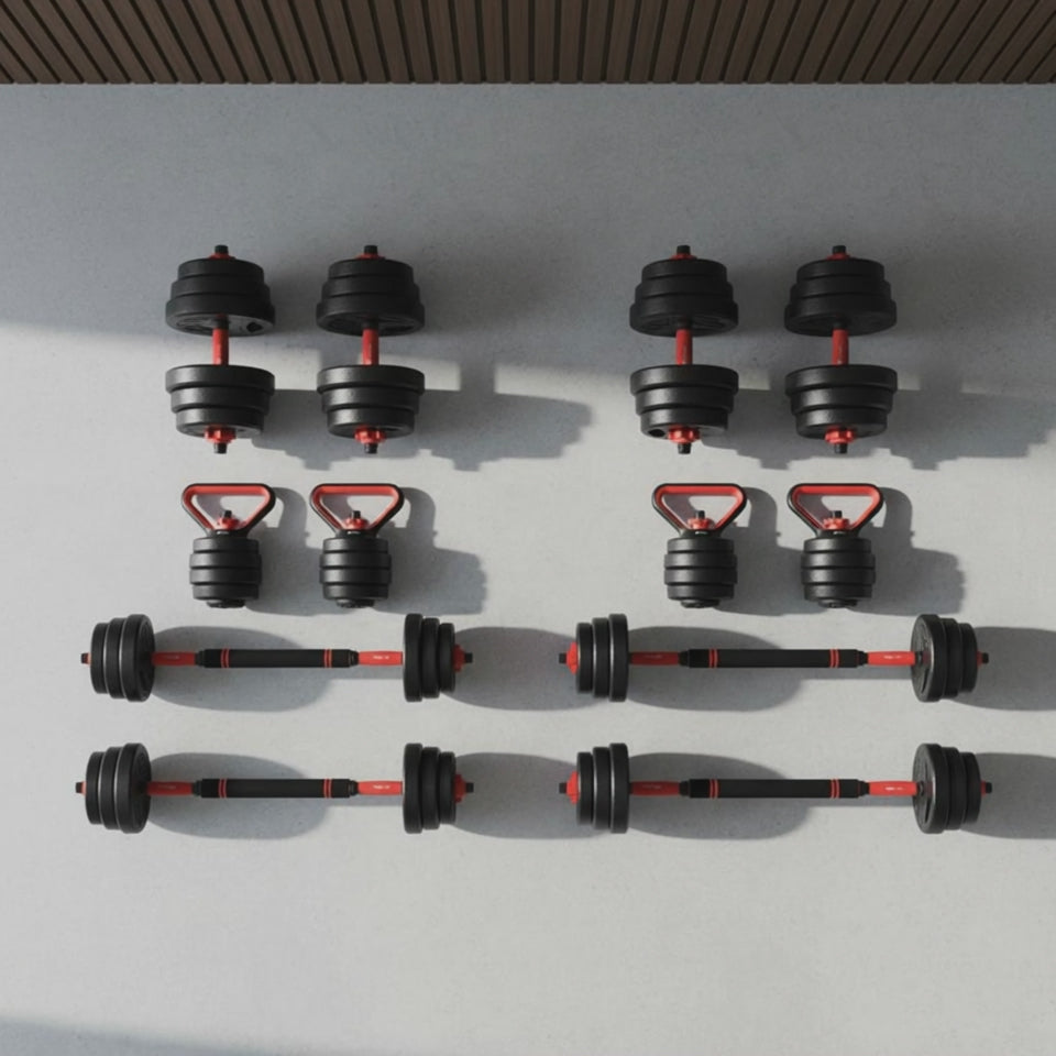 3-in-1 Dumbbell Barbell Set 20Kg - Adjustable Weight Training Equipment for Home Gym